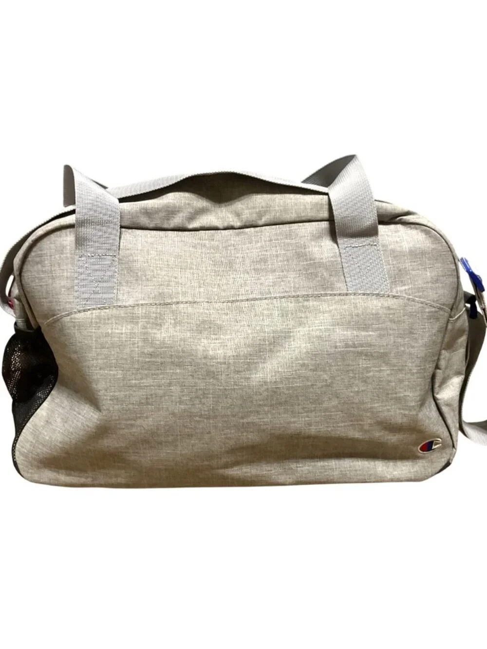 Champion Gray Duffel Bag With Shoulder Strap & Mesh Side Pocket Lightweight Gym
